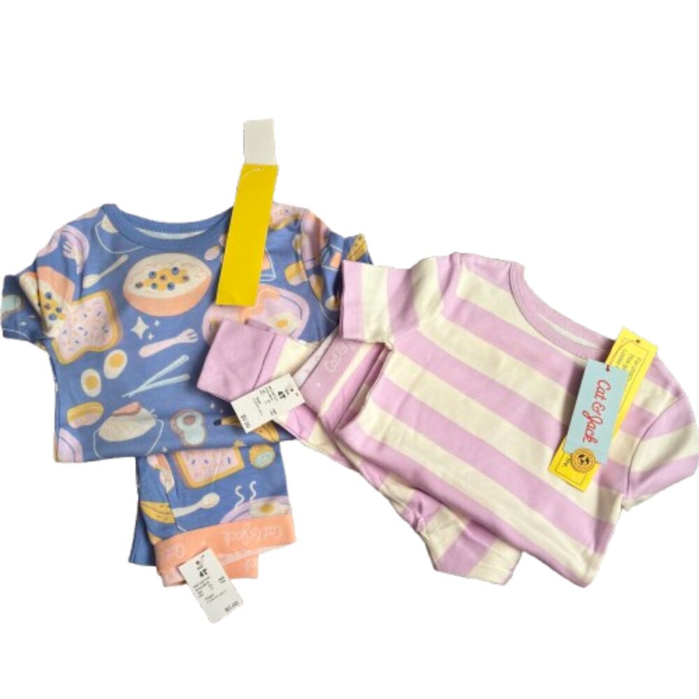 CAT & JACK 4 Piece Short Sleeve Toddler Size 4T Pajama Sets Kids Sleepwear #M